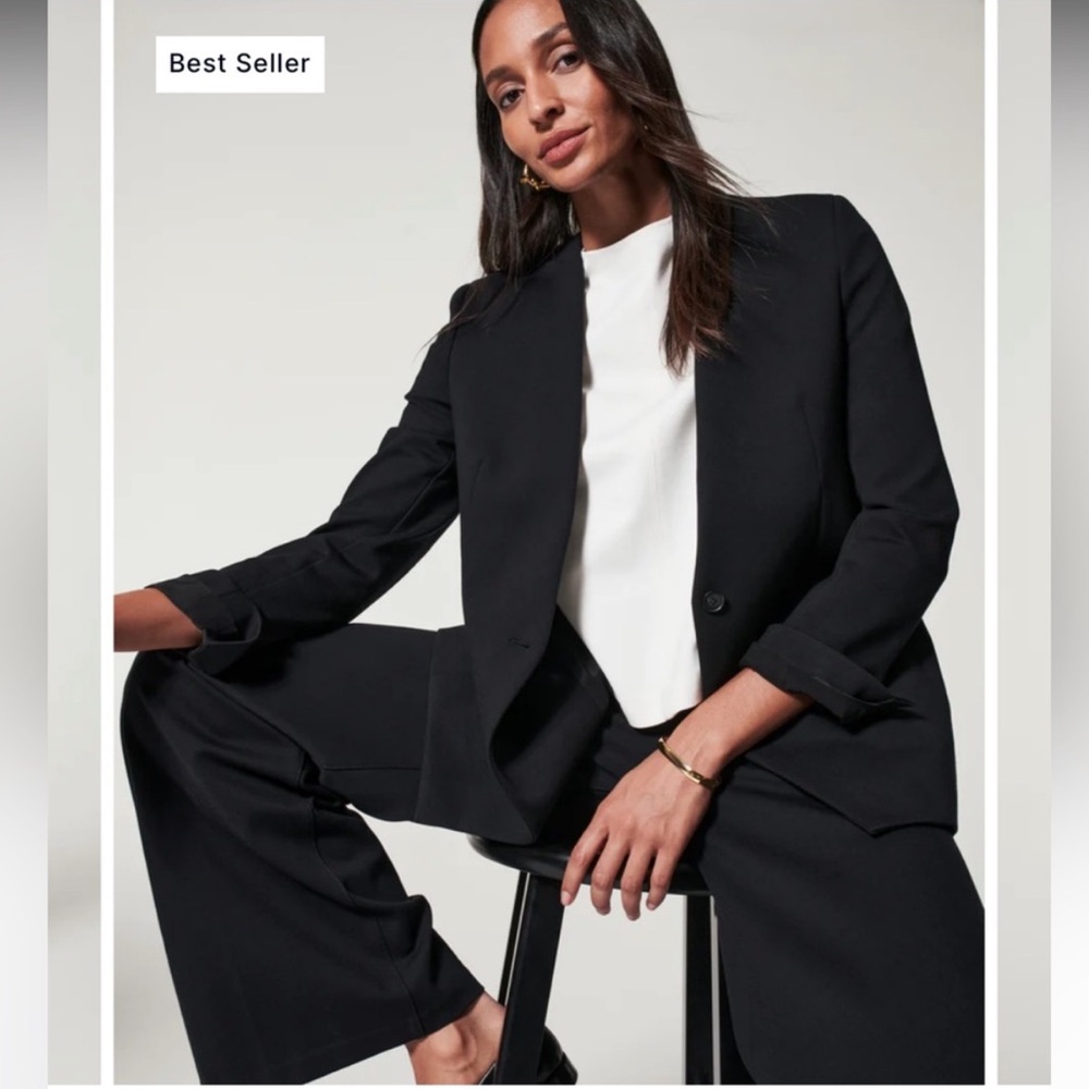 Spanx The Perfect Oversized black v neck blazer, size M